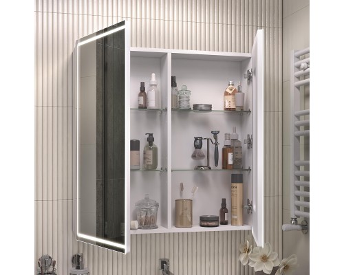 Зеркальный шкаф Vigo Geometry Comfort 80 221 с подсветкой цвет Белый