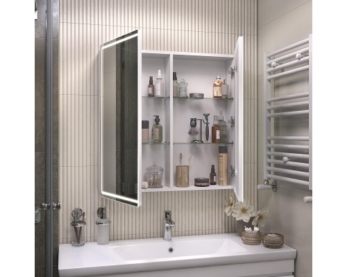 Зеркальный шкаф Vigo Geometry Comfort 80 221 с подсветкой цвет Белый