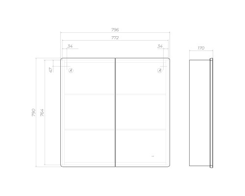 Зеркальный шкаф Vigo Geometry Comfort 80 221 с подсветкой цвет Белый