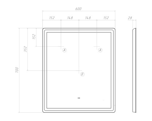 Зеркало Vigo Geometry Comfort 60 058 с подсветкой с бесконтактным выключателем и подогревом