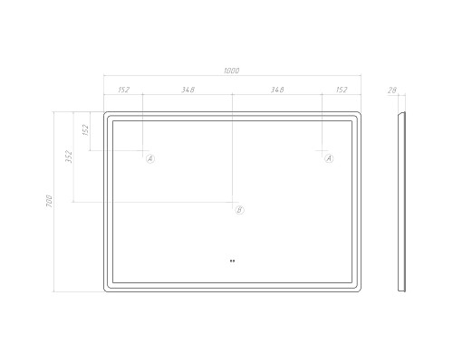 Зеркало Vigo Geometry Comfort 100 064 с подсветкой с бесконтактным выключателем и подогревом