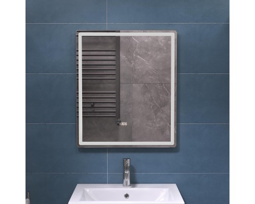 Зеркало Vigo Geometry Luxe 60 208 с подсветкой с бесконтактным выключателем с диммером с подогревом и часами