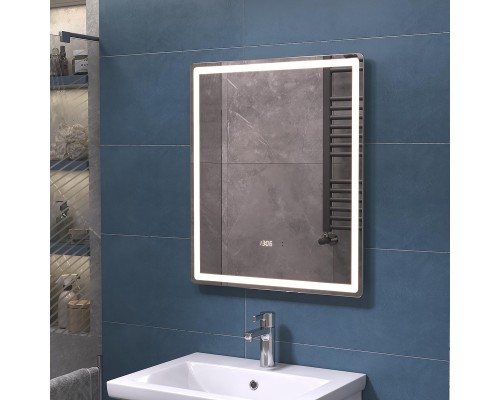 Зеркало Vigo Geometry Luxe 60 208 с подсветкой с бесконтактным выключателем с диммером с подогревом и часами