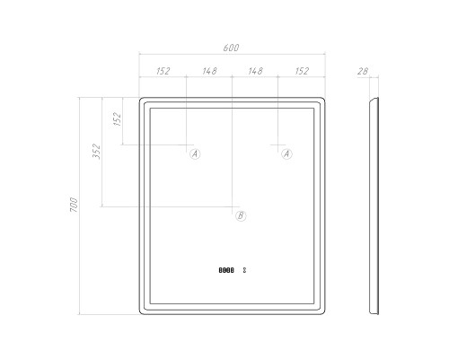 Зеркало Vigo Geometry Luxe 60 208 с подсветкой с бесконтактным выключателем с диммером с подогревом и часами