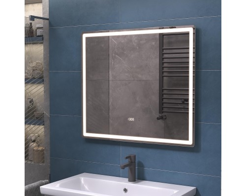 Зеркало Vigo Geometry Luxe 80 210 с подсветкой с бесконтактным выключателем с диммером с подогревом и часами