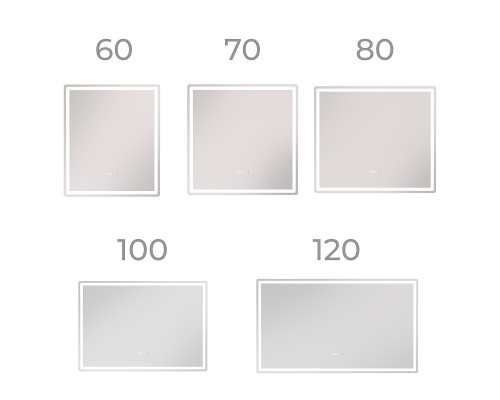 Зеркало Vigo Geometry Luxe 80 210 с подсветкой с бесконтактным выключателем с диммером с подогревом и часами