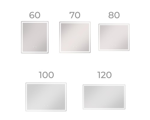 Зеркало Vigo Geometry Step 80 234 с подсветкой c сенсорным выключателем с диммером и подогревом