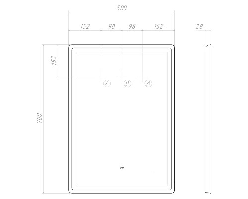 Зеркало Vigo Geometry Сlassic 50 070 с подсветкой с бесконтактным выключателем