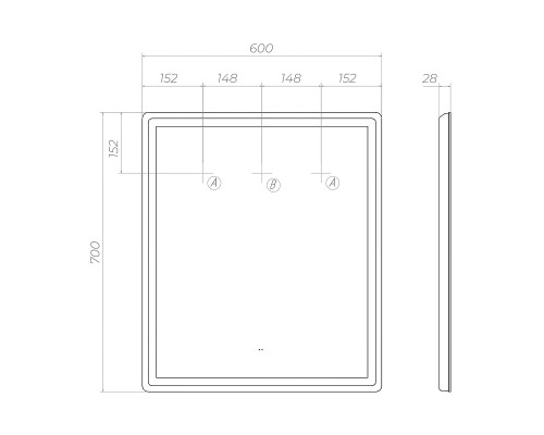 Зеркало Vigo Geometry Сlassic 60 072 с подсветкой с бесконтактным выключателем