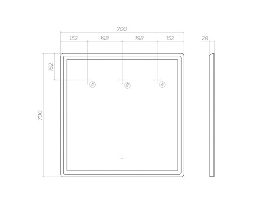 Зеркало Vigo Geometry Сlassic 70 074 с подсветкой с бесконтактным выключателем