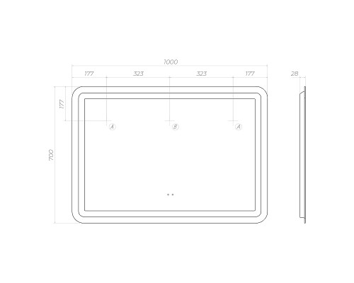 Зеркало Vigo Jess Classic 100 242 с подсветкой с бесконтактным выключателем