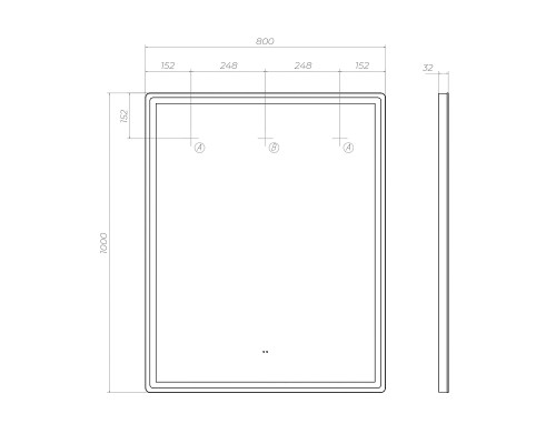 Зеркало Vigo Roberta Comfort 80 168 с подсветкой с бесконтактным выключателем и подогревом
