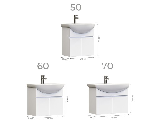 Тумба под раковину Vigo Wing 60 tp.WIN.BAL.60.2D подвесная цвет Белый