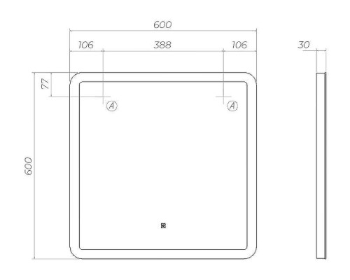 Зеркало Vigo Wing Classic 60 z.WIN.60.Classic с подсветкой с сенсорным выключателем