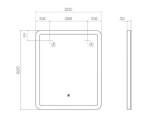 Зеркало Vigo Wing Classic 50 z.WIN.50.Classic с подсветкой с сенсорным выключателем