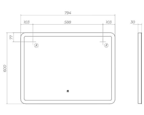 Зеркало Vigo Wing Classic 80 z.WIN.80.Classic с подсветкой с сенсорным выключателем