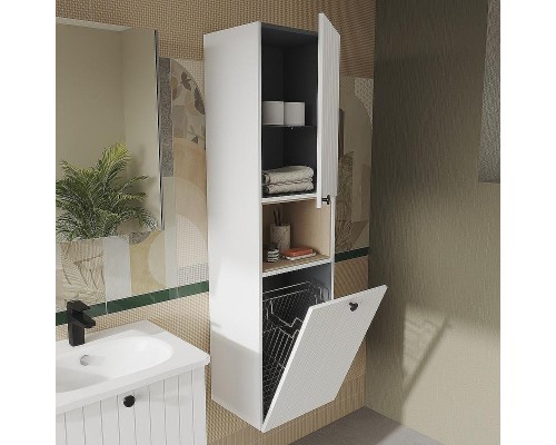 Шкаф пенал Vitra Root Groove 40 R 69100 подвесной с бельевое корзиной Белый матовый