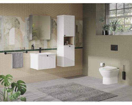 Шкаф пенал Vitra Root Groove 40 R 69100 подвесной с бельевое корзиной Белый матовый