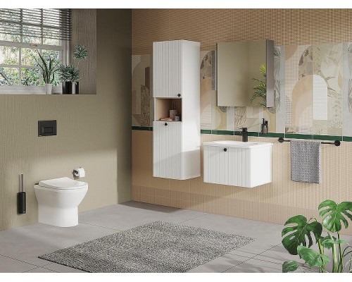 Шкаф пенал Vitra Root Groove 40 L 69093 подвесной с бельевое корзиной Белый матовый