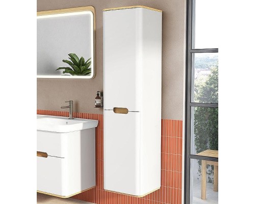 Шкаф пенал Vitra Sento 40 R 60842 подвесной с бельевое корзиной Белый матовый