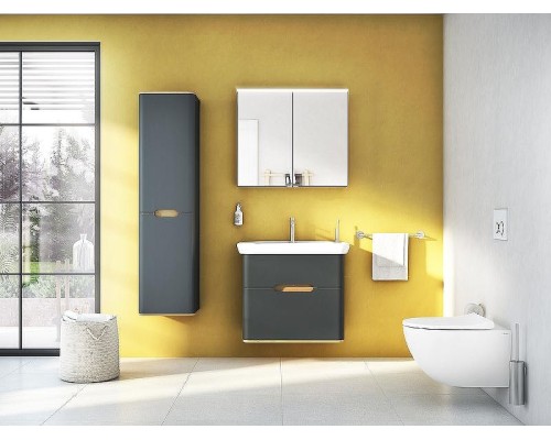 Шкаф пенал Vitra Sento 40 L 60856 подвесной с бельевое корзиной Антрацит матовый