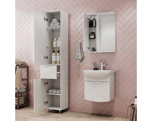 Зеркало со шкафом Volna Adel 50 L zsADEL50.L-01 с подсветкой Белое