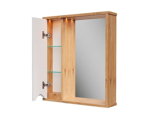 Зеркало со шкафом Volna Barney 60 L zsBARNEY60.L-04 с подсветкой цвет Белый Дуб гудзон
