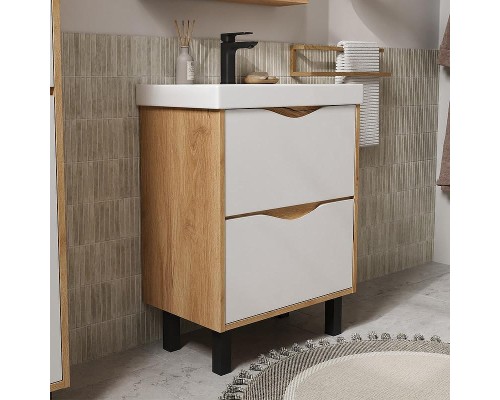 Тумба под раковину Volna Barney 60 tnBARNEY60.2Y-04 цвет Белый Дуб гудзон
