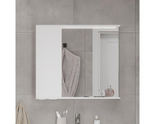 Зеркало со шкафом Volna Lake 80 L zsLAKE80.L-01 с подсветкой Белое