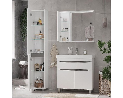 Зеркало со шкафом Volna Lake 80 L zsLAKE80.L-01 с подсветкой Белое