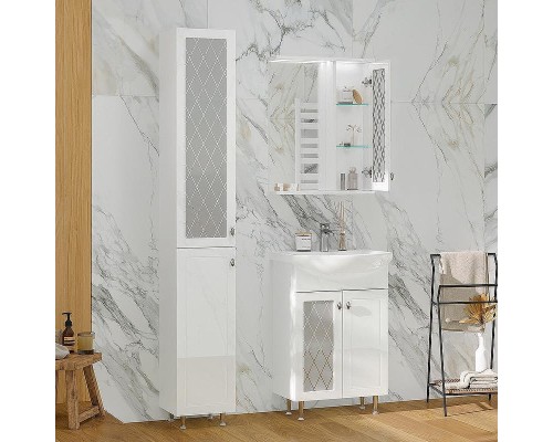 Зеркало со шкафом Volna Milena 55 R zsMLN55.R-01 с подсветкой Белое