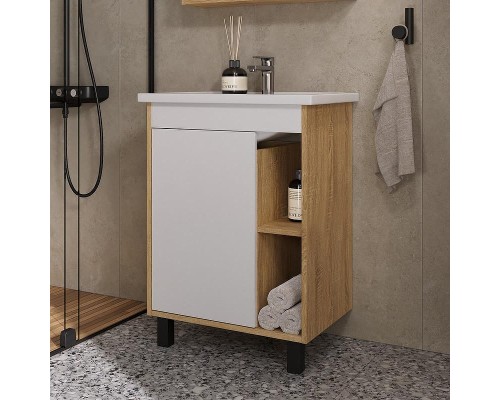 Тумба под раковину Volna Osmond 60 tnOSMOND60.1D-04 цвет Белый Дуб сонома