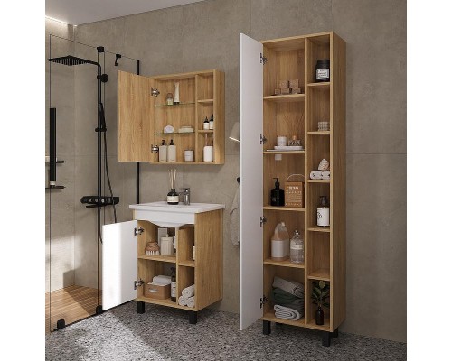 Зеркальный шкаф Volna Osmond 60 szOSMOND60 цвет Дуб сонома