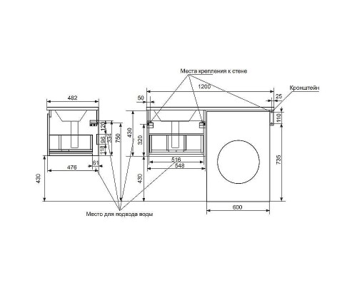 Тумба с раковиной Эстет Dallas Luxe 120 R ФР-00001926 подвесная Белая