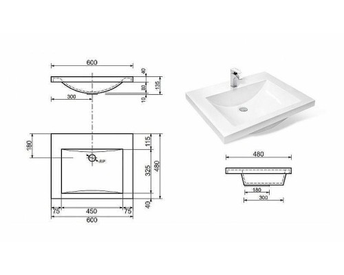 Тумба с раковиной Эстет Monaco 60 ФР-00002264 Белая