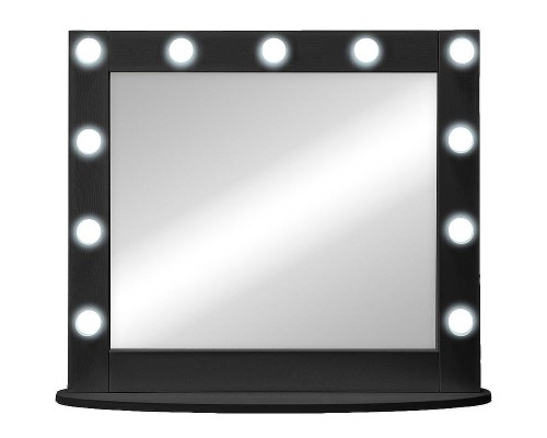 Зеркало Континент 800х700 ЗГП43 гримерное с подсветкой Черное с механическим выключателем