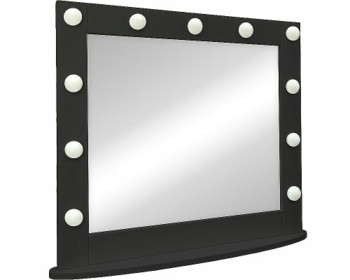 Зеркало Континент 800х700 ЗГП43 гримерное с подсветкой Черное с механическим выключателем
