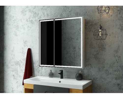 Зеркальный шкаф Континент Allure LED 80 МВК045 с подсветкой Белый