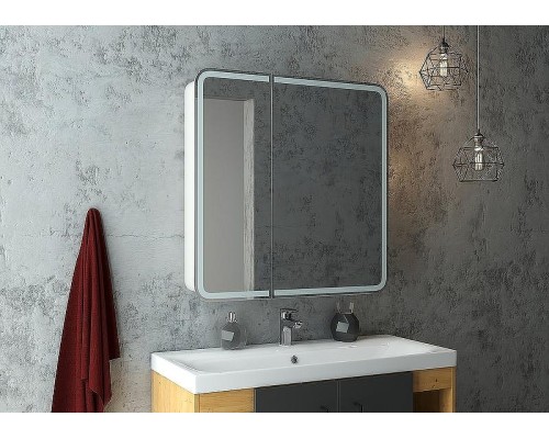 Зеркальный шкаф Континент Elliott LED 80 МВК014 с подсветкой Белый