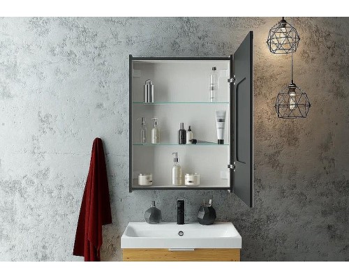 Зеркальный шкаф Континент Mirror Box black Led 60 МВК053 с подсветкой Черный