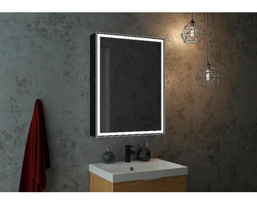 Зеркальный шкаф Континент Mirror Box black Led 60 МВК053 с подсветкой Черный