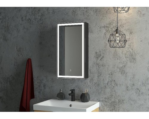Зеркальный шкаф Континент Mirror Box black Led 35 L МВК063 с подсветкой Черный