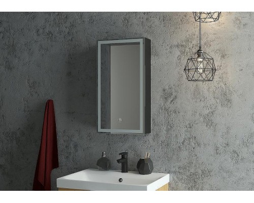 Зеркальный шкаф Континент Mirror Box black Led 35 L МВК063 с подсветкой Черный