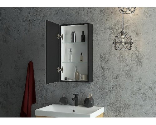 Зеркальный шкаф Континент Mirror Box black Led 35 L МВК063 с подсветкой Черный
