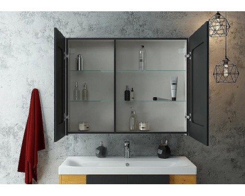 Зеркальный шкаф Континент Mirror Box black Led 100 МВК051 с подсветкой Черный