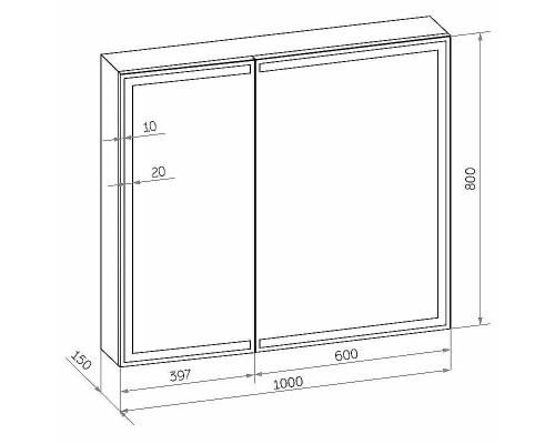 Зеркальный шкаф Континент Mirror Box black Led 100 МВК051 с подсветкой Черный