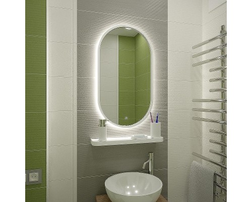 Зеркало Континент Prime 450х800 ЗЛП1099 с подсветкой Белое с сенсорным выключателем