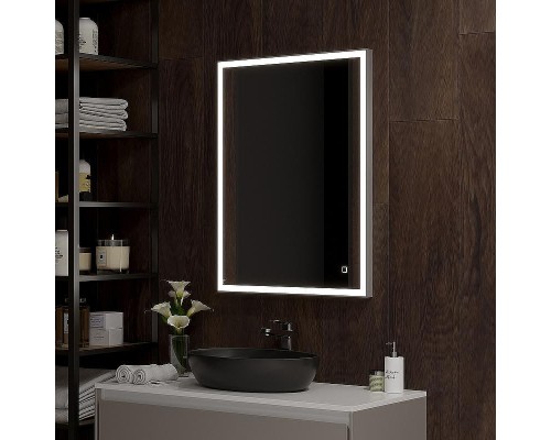 Зеркало Континент Solid 600х800 ЗЛП620 с подсветкой Серебро с сенсорным выключателем