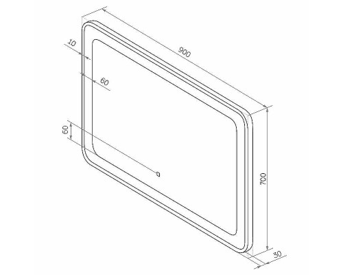 Зеркало Континент Velvette 900x700 ЗЛП1199 с подсветкой с сенсорным выключателем