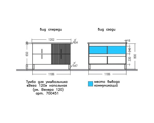 Тумба под раковину СанТа Вега 120 700451 Белая